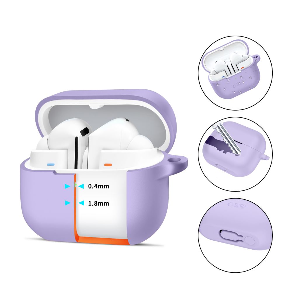 iTok webáruház - Tech-Protect Tech-Protect szilikon tok Samsung Galaxy Buds 3 / 3 FE / 3 Pro készülékhez (lila) 2 Tech-Protect Silicone Hook Case for Samsung Galaxy Buds 3 / 3 FE / 3 Pro (lila)