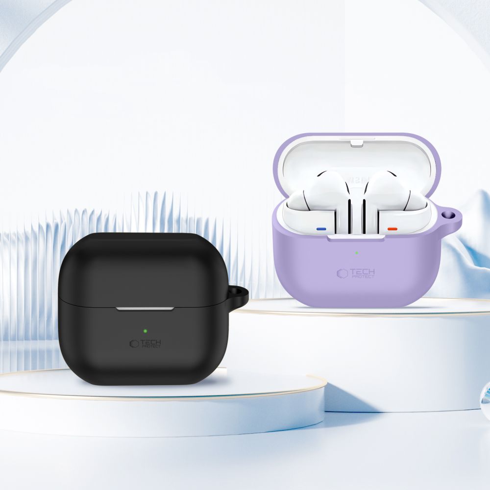 iTok webáruház - Tech-Protect Tech-Protect szilikon tok Samsung Galaxy Buds 3 / 3 FE / 3 Pro készülékhez (lila) 3 Tech-Protect Silicone Hook Case for Samsung Galaxy Buds 3 / 3 FE / 3 Pro (lila)