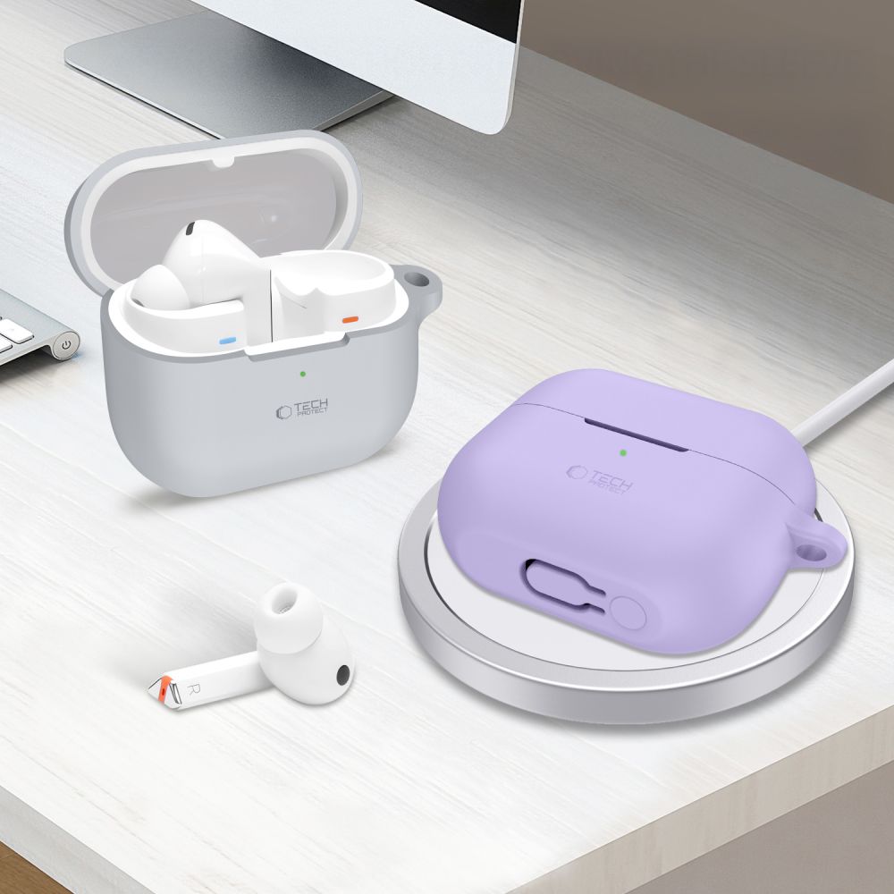 iTok webáruház - Tech-Protect Tech-Protect szilikon tok Samsung Galaxy Buds 3 / 3 FE / 3 Pro készülékhez (lila) 4 Tech-Protect Silicone Hook Case for Samsung Galaxy Buds 3 / 3 FE / 3 Pro (lila)
