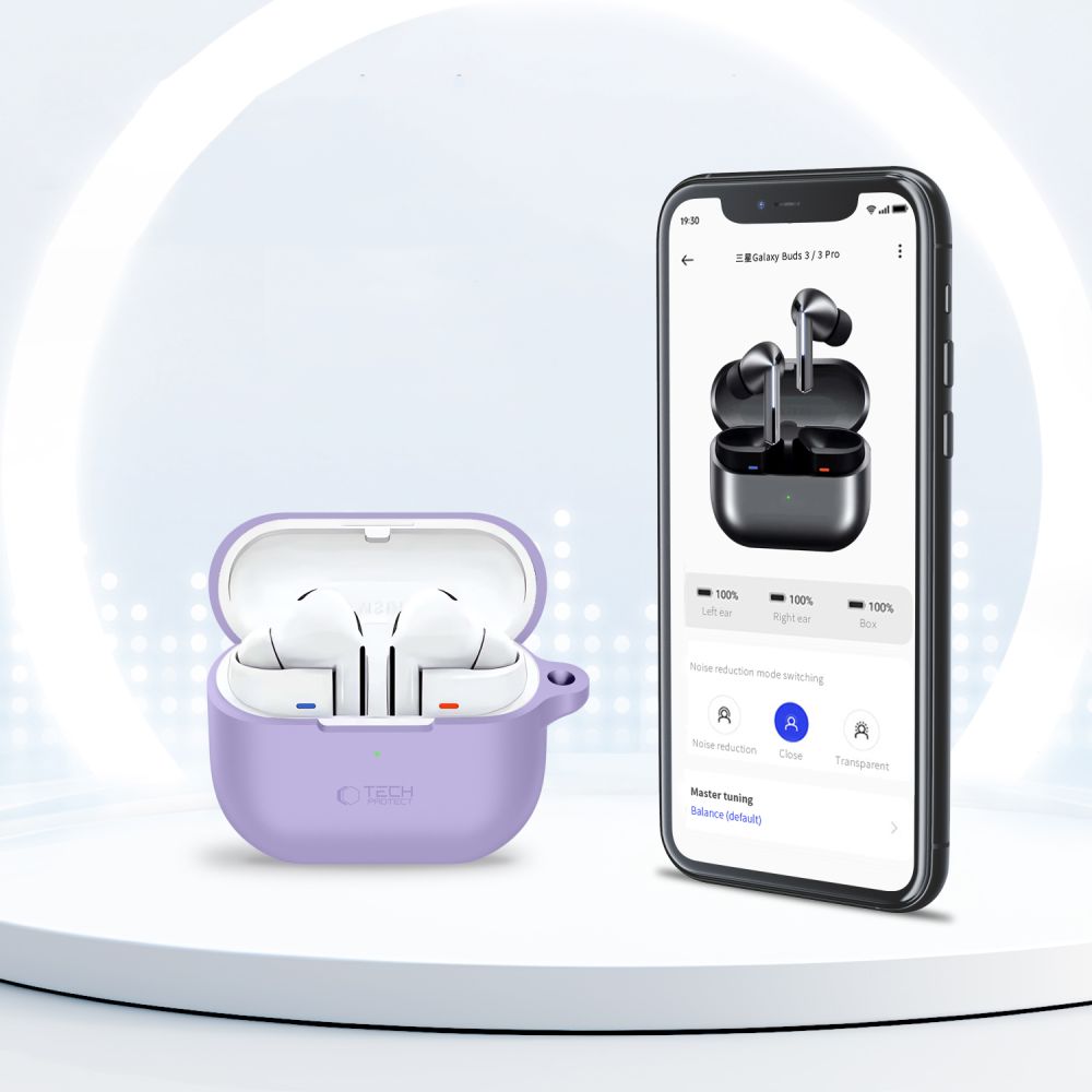 iTok webáruház - Tech-Protect Tech-Protect szilikon tok Samsung Galaxy Buds 3 / 3 FE / 3 Pro készülékhez (lila) 5 Tech-Protect Silicone Hook Case for Samsung Galaxy Buds 3 / 3 FE / 3 Pro (lila)