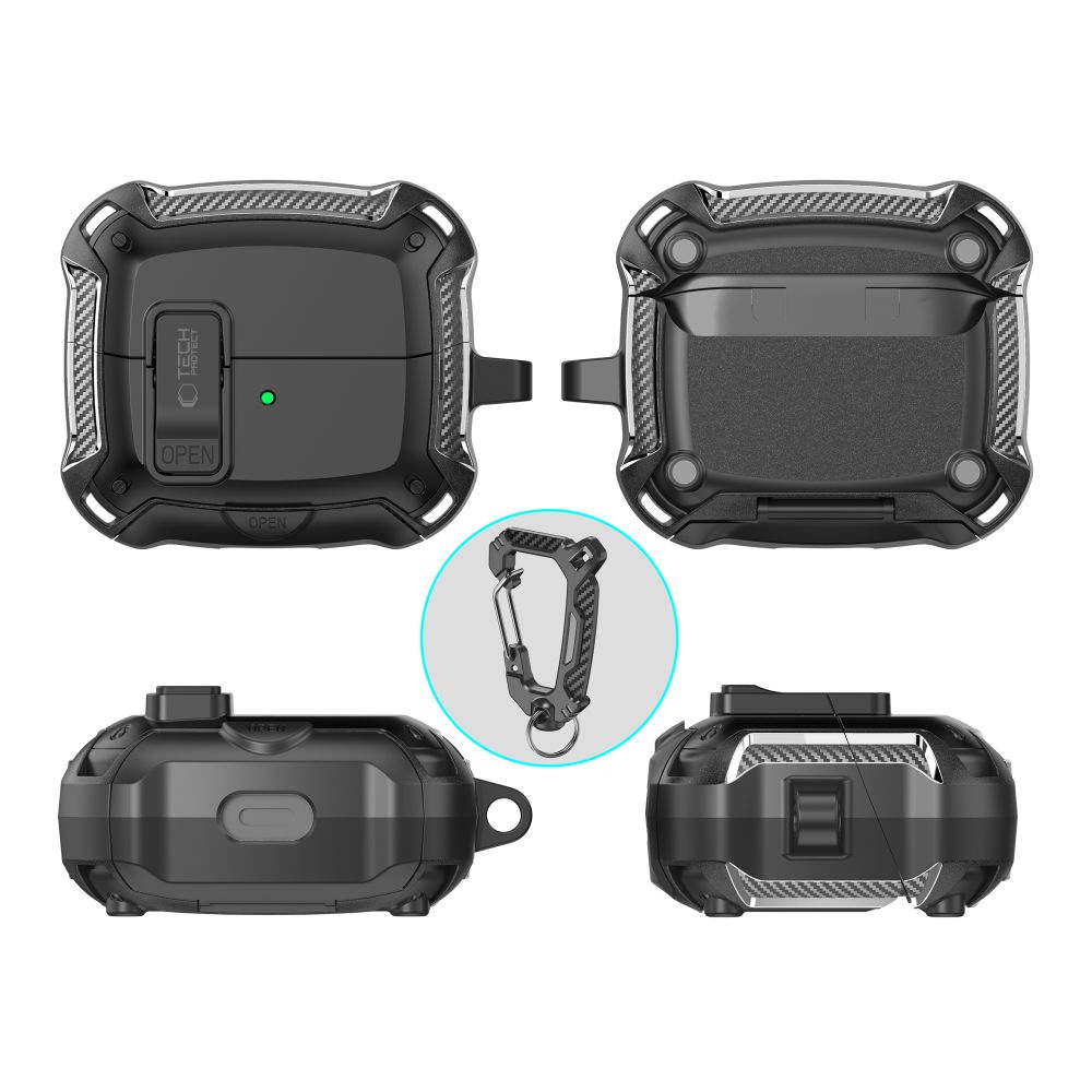 iTok webáruház - Tech-Protect Tech-Protect szilikon kampós tok Samsung Galaxy Buds 3 / 3 FE / 3 Pro (fekete) 3 Tech-Protect Silicone Hook Case for Samsung Galaxy Buds 3 / 3 FE / 3 Pro (fekete)