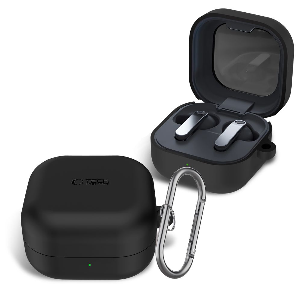 iTok webáruház - Tech-Protect Tech-Protect szilikon kampós tok Samsung Galaxy Buds 4 / 4 Pro készülékhez (fekete) 2 Tech-Protect Silicone Hook Case for Samsung Galaxy Buds 4 / 4 Pro (fekete)