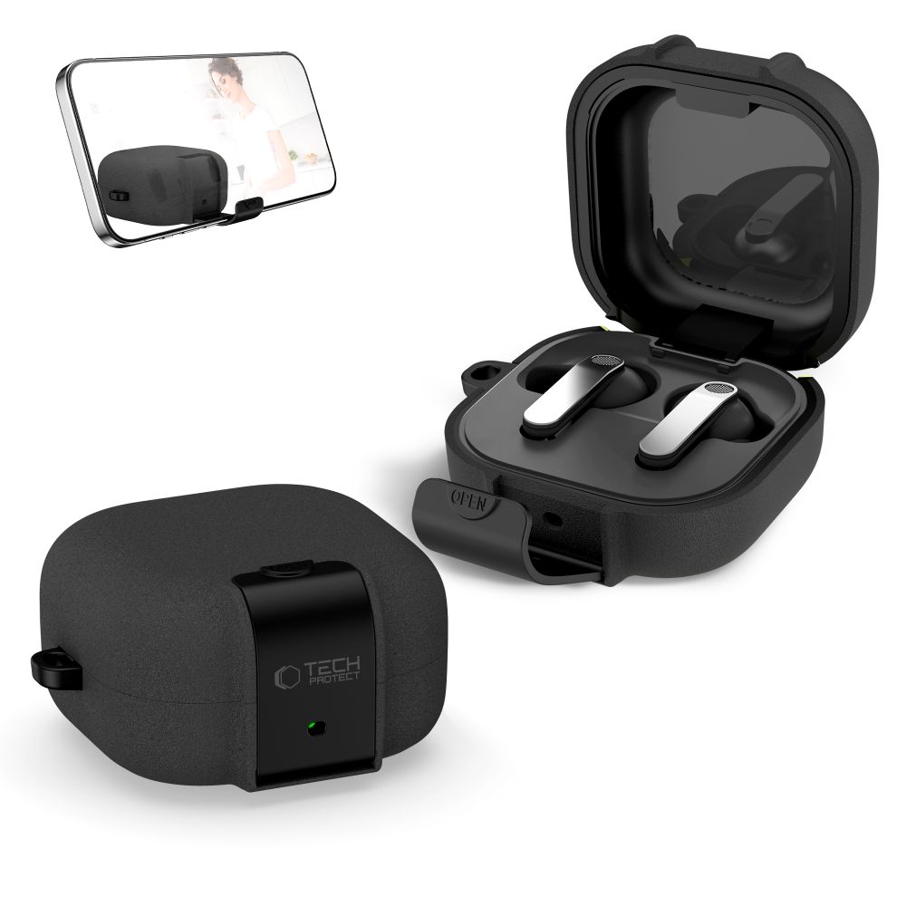iTok webáruház - Tech-Protect Tech-Protect Slim Hook tokvédő tok Samsung Galaxy Buds 4 / 4 Pro készülékhez (fekete) 3 Tech-Protect Slim Hook Case for Samsung Galaxy Buds 4 / 4 Pro (fekete)
