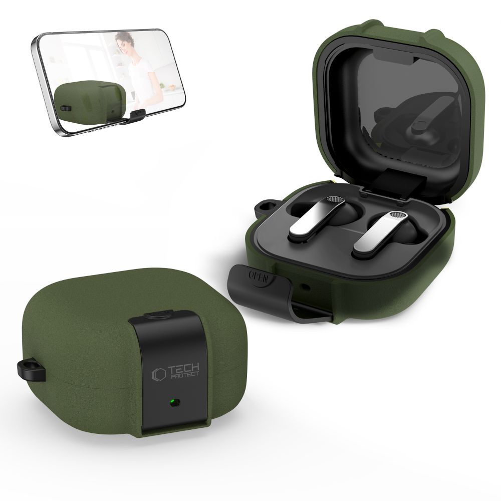 iTok webáruház - Tech-Protect Tech-Protect Slim Hook tok Samsung Galaxy Buds 4 / 4 Pro tok tok (zöld) 3 Tech-Protect Slim Hook Case for Samsung Galaxy Buds 4 / 4 Pro (zöld)