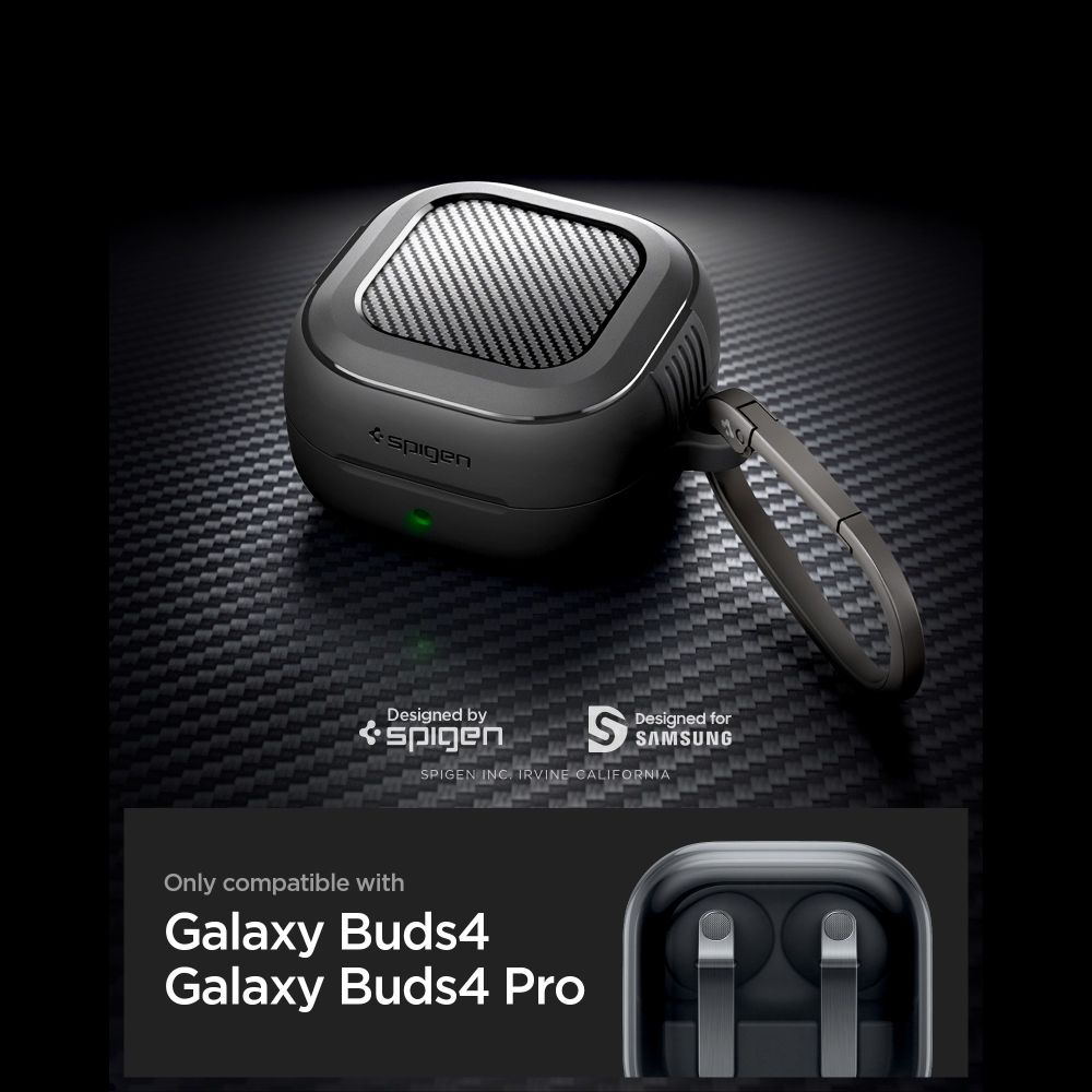 iTok webáruház - Samsung Spigen Rugged Armor tok Samsung Galaxy Buds 4 / 4 Pro (matt fekete) 6 Spigen Rugged Armor Case for Samsung Galaxy Buds 4 / 4 Pro (matt fekete)