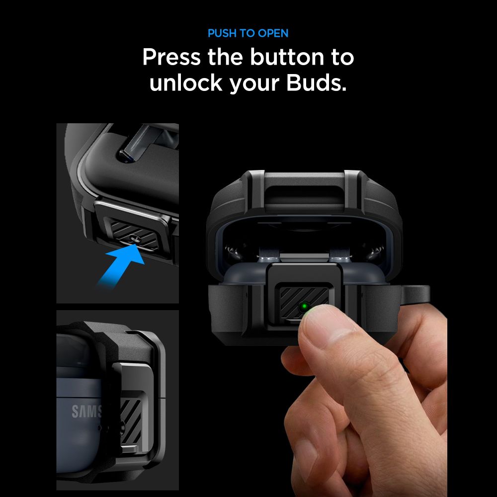 iTok webáruház - Samsung Spigen Lock Fit tok Samsung Galaxy Buds 4 / 4 Pro készülékhez (matt fekete) 7 Spigen Lock Fit Case for Samsung Galaxy Buds 4 / 4 Pro (matt fekete)