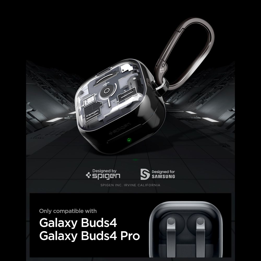 iTok webáruház - Samsung Spigen Ultra Hybrid Zero One tok Samsung Galaxy Buds 4 / 4 Pro (fekete) 5 Spigen Ultra Hybrid Zero One Case for Samsung Galaxy Buds 4 / 4 Pro (fekete)