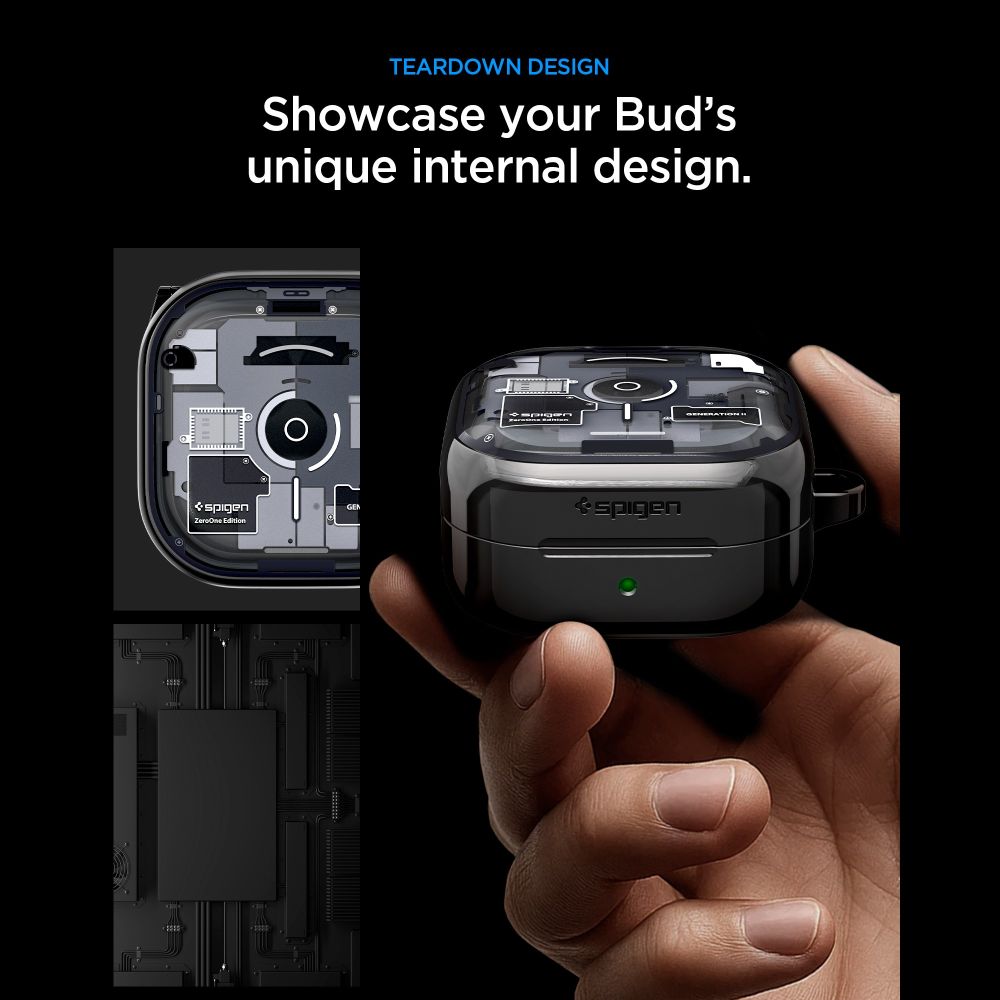 iTok webáruház - Samsung Spigen Ultra Hybrid Zero One tok Samsung Galaxy Buds 4 / 4 Pro (fekete) 6 Spigen Ultra Hybrid Zero One Case for Samsung Galaxy Buds 4 / 4 Pro (fekete)