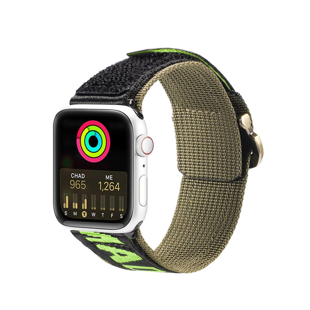 iTok webáruház - Dux Ducis Dux Ducis Outdoor Version nylon szíj Apple Watchhoz – fekete/zöld 1 Dux Ducis Strap (Outdoor Version) Apple Watch Ultra Strap, SE, 9, 8, 7, 6, 5, 4, 3, 2, 1 (49, 45, 44, 42 mm) Nylon Band Bracelet Black/Green