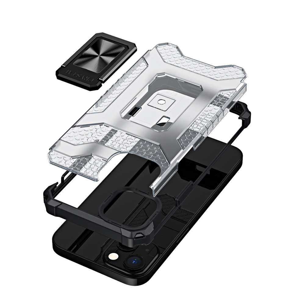 iTok webáruház - Crystal Ring Case ütésálló tok iPhone 13 készülékhez 2 Crystal Ring Case Kickstand Tough Rugged Cover for iPhone 13 black