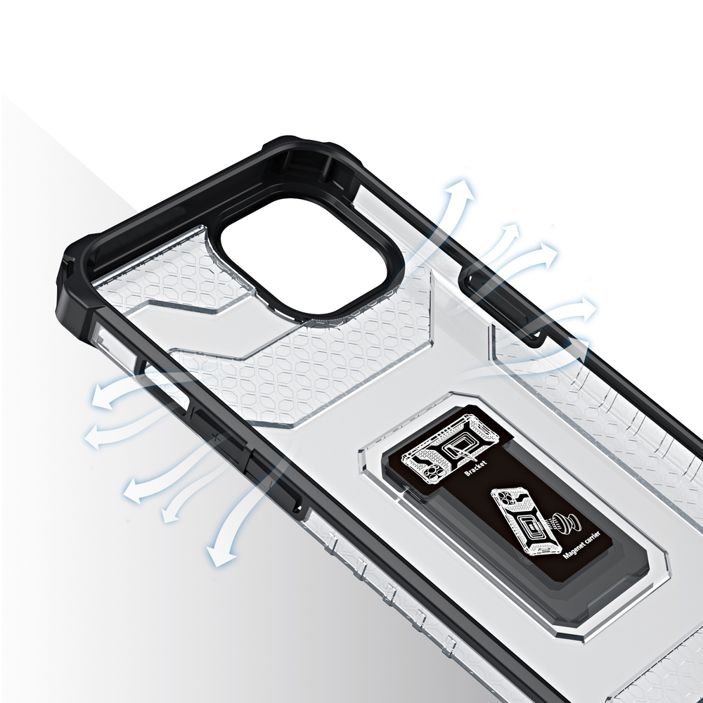 iTok webáruház - Crystal Ring Case ütésálló tok iPhone 13 készülékhez 6 Crystal Ring Case Kickstand Tough Rugged Cover for iPhone 13 black