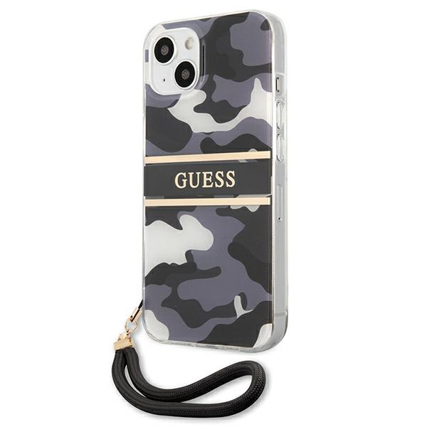 iTok webáruház - Guess Guess GUHCP13MKCABBK iPhone 13 6,1 hüvelykes fekete keménytok, Camo Strap Collection 2 Guess GUHCP13MKCABBK iPhone 13 6.1" black/black hardcase Camo Strap Collection