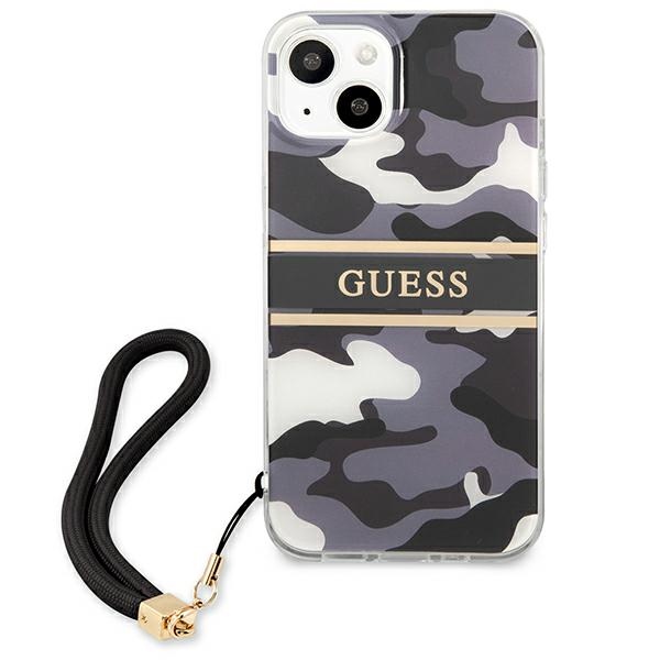 iTok webáruház - Guess Guess GUHCP13MKCABBK iPhone 13 6,1 hüvelykes fekete keménytok, Camo Strap Collection 3 Guess GUHCP13MKCABBK iPhone 13 6.1" black/black hardcase Camo Strap Collection