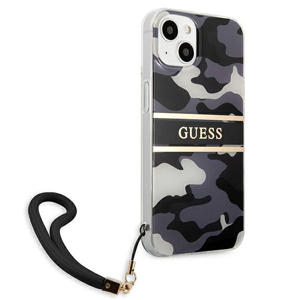 iTok webáruház - Guess Guess GUHCP13MKCABBK iPhone 13 6,1 hüvelykes fekete keménytok, Camo Strap Collection 4 Guess GUHCP13MKCABBK iPhone 13 6.1" black/black hardcase Camo Strap Collection