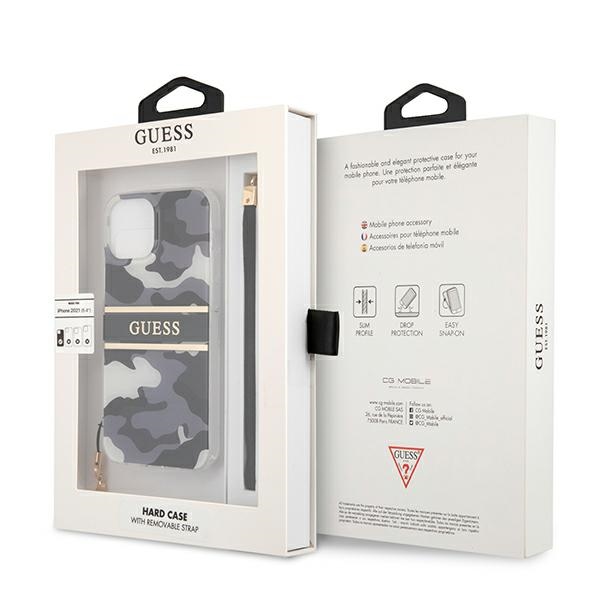 iTok webáruház - Guess Guess GUHCP13MKCABBK iPhone 13 6,1 hüvelykes fekete keménytok, Camo Strap Collection 8 Guess GUHCP13MKCABBK iPhone 13 6.1" black/black hardcase Camo Strap Collection
