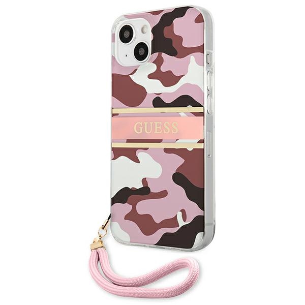 iTok webáruház - Guess Guess GUHCP13MKCABPI iPhone 13 6,1 hüvelykes rózsaszín kemény tok – Camo Strap Collection 2 Guess GUHCP13MKCABPI iPhone 13 6.1" pink/pink hardcase Camo Strap Collection