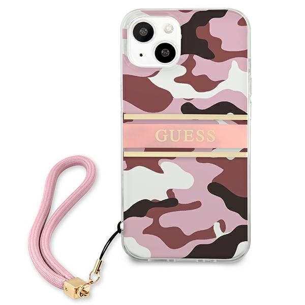 iTok webáruház - Guess Guess GUHCP13MKCABPI iPhone 13 6,1 hüvelykes rózsaszín kemény tok – Camo Strap Collection 3 Guess GUHCP13MKCABPI iPhone 13 6.1" pink/pink hardcase Camo Strap Collection
