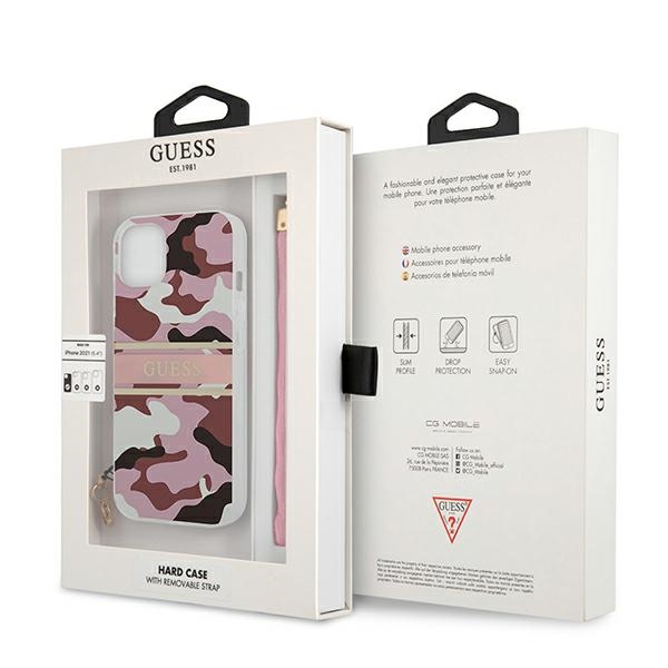 iTok webáruház - Guess Guess GUHCP13MKCABPI iPhone 13 6,1 hüvelykes rózsaszín kemény tok – Camo Strap Collection 8 Guess GUHCP13MKCABPI iPhone 13 6.1" pink/pink hardcase Camo Strap Collection