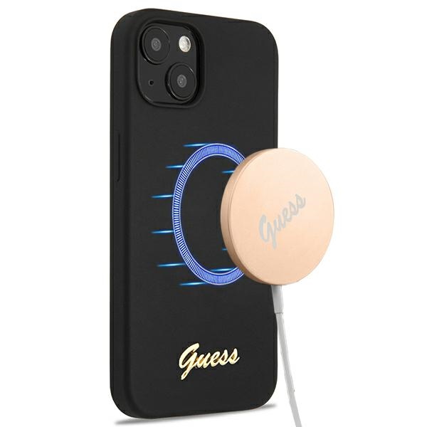 iTok webáruház - Guess Guess GUHMP13MLSLMGBK iPhone 13 6,1 hüvelykes fekete szilikontok – Silicone Script Gold Logo MagSafe 1 Guess GUHMP13MLSLMGBK iPhone 13 6.1" black/black hardcase Silicone Script Gold Logo Magsafe