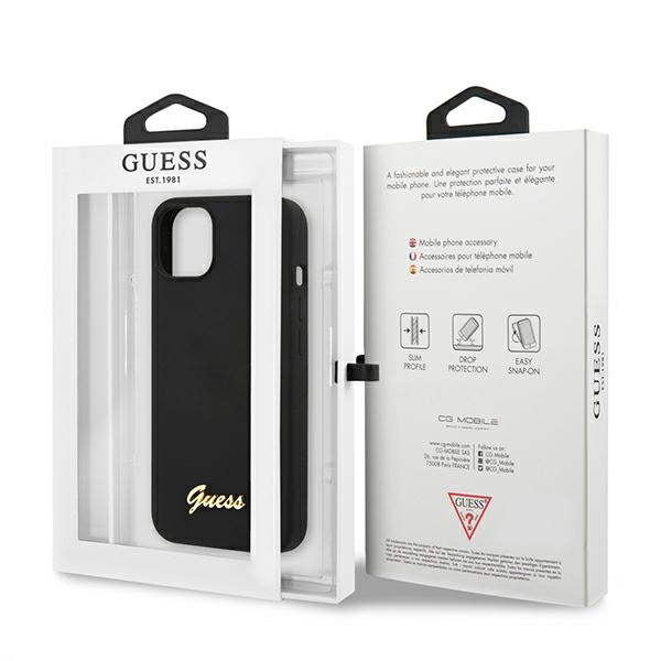 iTok webáruház - Guess Guess GUHMP13MLSLMGBK iPhone 13 6,1 hüvelykes fekete szilikontok – Silicone Script Gold Logo MagSafe 7 Guess GUHMP13MLSLMGBK iPhone 13 6.1" black/black hardcase Silicone Script Gold Logo Magsafe