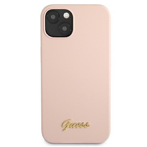 iTok webáruház - Guess Guess GUHMP13MLSLMGLP iPhone 13 6,1″ rózsaszín szilikon tok MagSafe 3 Guess GUHMP13MLSLMGLP iPhone 13 6.1" light pink/light pink hardcase Silicone Script Gold Logo Magsafe