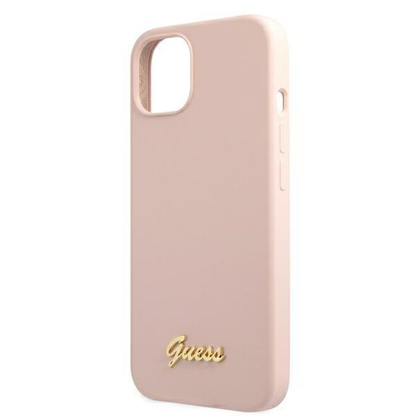 iTok webáruház - Guess Guess GUHMP13MLSLMGLP iPhone 13 6,1″ rózsaszín szilikon tok MagSafe 5 Guess GUHMP13MLSLMGLP iPhone 13 6.1" light pink/light pink hardcase Silicone Script Gold Logo Magsafe