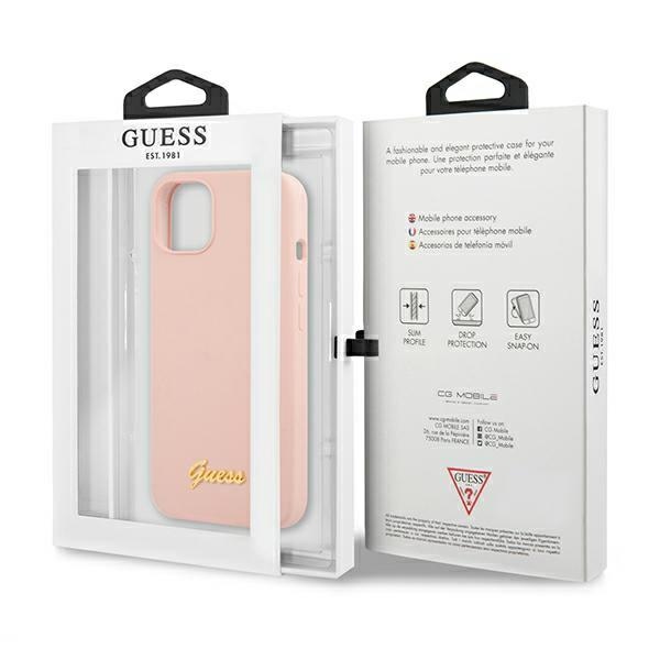 iTok webáruház - Guess Guess GUHMP13MLSLMGLP iPhone 13 6,1″ rózsaszín szilikon tok MagSafe 7 Guess GUHMP13MLSLMGLP iPhone 13 6.1" light pink/light pink hardcase Silicone Script Gold Logo Magsafe