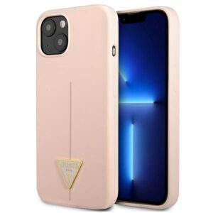 Guess GUHCP13MSLTGP iPhone 13 Silicone Triangle szilikon tok – rózsaszín