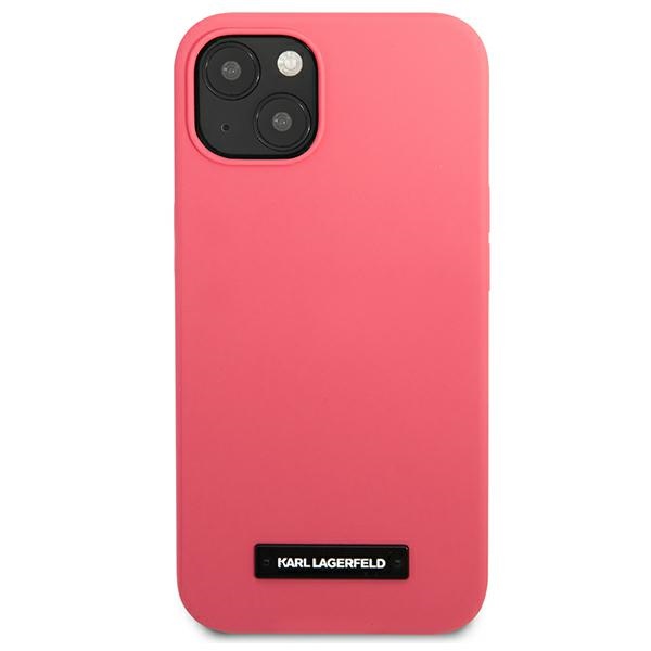 iTok webáruház - Karl Lagerfeld Karl Lagerfeld Silicone Plaque szilikon tok iPhone 13-hoz (fukszia) 3 Karl Lagerfeld Silicone Plaque iPhone 13 Case (fukszia)