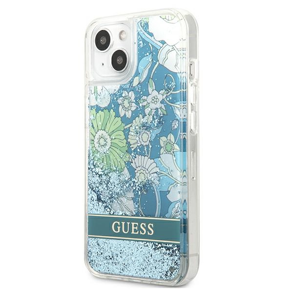 iTok webáruház - Guess Guess GUHCP13MLFLSN iPhone 13 6,1" zöld kemény tok – Flower Liquid Glitter 2 Guess GUHCP13MLFLSN iPhone 13 6.1" green/green hardcase Flower Liquid Glitter