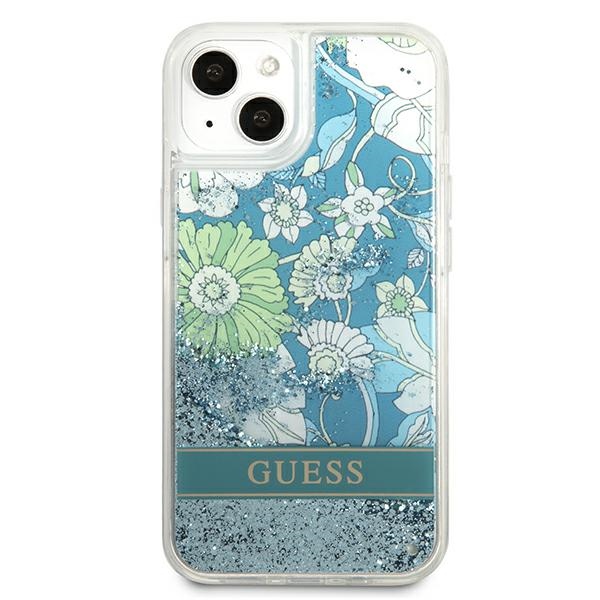 iTok webáruház - Guess Guess GUHCP13MLFLSN iPhone 13 6,1" zöld kemény tok – Flower Liquid Glitter 3 Guess GUHCP13MLFLSN iPhone 13 6.1" green/green hardcase Flower Liquid Glitter