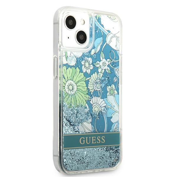 iTok webáruház - Guess Guess GUHCP13MLFLSN iPhone 13 6,1" zöld kemény tok – Flower Liquid Glitter 4 Guess GUHCP13MLFLSN iPhone 13 6.1" green/green hardcase Flower Liquid Glitter