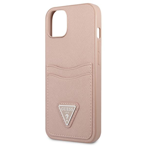 iTok webáruház - Guess Guess GUHCP13MPSATPP iPhone 13 6,1" rózsaszín kemény tok kártyatartóval 6 Guess GUHCP13MPSATPP iPhone 13 6.1 "pink / pink hardcase SaffianoTriangle Logo Cardslot