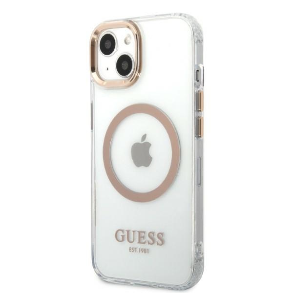 iTok webáruház - Guess Guess GUHMP13MHTRMD iPhone 13 6.1 arany/átlátszó keménytok Metal Outline MagSafe 2 Guess GUHMP13MHTRMD iPhone 13 6.1 "gold / gold hard case Metal Outline Magsafe