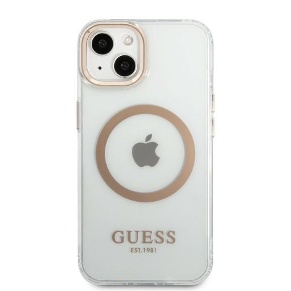 iTok webáruház - Guess Guess GUHMP13MHTRMD iPhone 13 6.1 arany/átlátszó keménytok Metal Outline MagSafe 3 Guess GUHMP13MHTRMD iPhone 13 6.1 "gold / gold hard case Metal Outline Magsafe