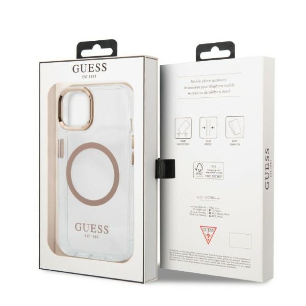 iTok webáruház - Guess Guess GUHMP13MHTRMD iPhone 13 6.1 arany/átlátszó keménytok Metal Outline MagSafe 8 Guess GUHMP13MHTRMD iPhone 13 6.1 "gold / gold hard case Metal Outline Magsafe
