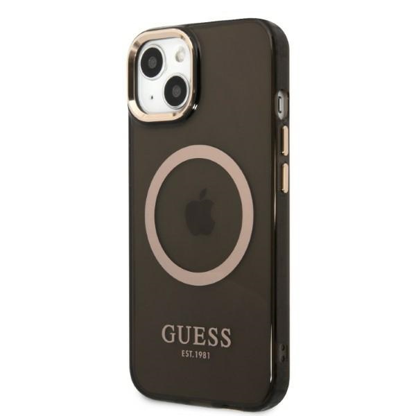 iTok webáruház - Guess Guess Gold Outline Translucent MagSafe tok iPhone 13 készülékhez (fekete) 2 Guess Gold Outline Translucent MagSafe case for iPhone 13 (fekete)