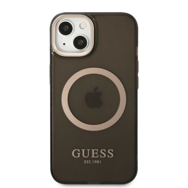 iTok webáruház - Guess Guess Gold Outline Translucent MagSafe tok iPhone 13 készülékhez (fekete) 3 Guess Gold Outline Translucent MagSafe case for iPhone 13 (fekete)