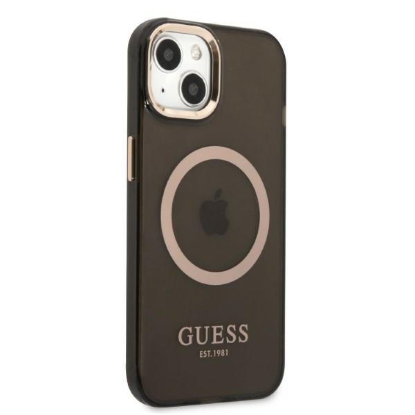 iTok webáruház - Guess Guess Gold Outline Translucent MagSafe tok iPhone 13 készülékhez (fekete) 4 Guess Gold Outline Translucent MagSafe case for iPhone 13 (fekete)