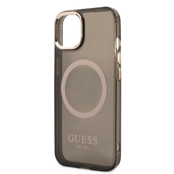 iTok webáruház - Guess Guess Gold Outline Translucent MagSafe tok iPhone 13 készülékhez (fekete) 6 Guess Gold Outline Translucent MagSafe case for iPhone 13 (fekete)