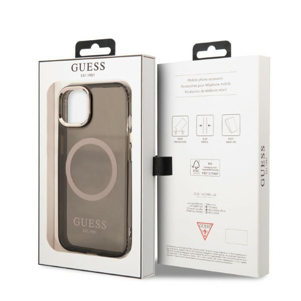iTok webáruház - Guess Guess Gold Outline Translucent MagSafe tok iPhone 13 készülékhez (fekete) 8 Guess Gold Outline Translucent MagSafe case for iPhone 13 (fekete)