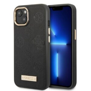 Guess GUHMP13MSAPSTK iPhone 13 6,1″ fekete keménytok Peony Logo Plate MagSafe