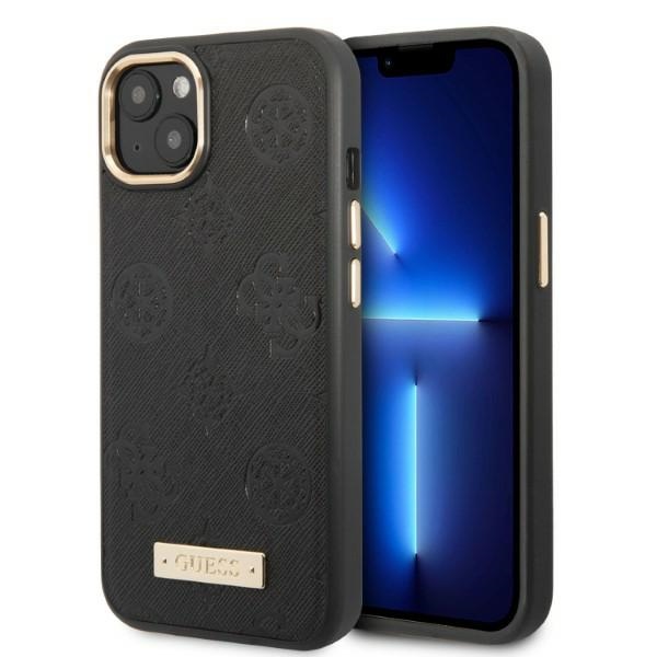 iTok webáruház - Guess Guess GUHMP13MSAPSTK iPhone 13 6,1" fekete keménytok Peony Logo Plate MagSafe 1 Guess GUHMP13MSAPSTK iPhone 13 6.1" black/black hardcase Peony Logo Plate MagSafe