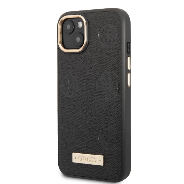 iTok webáruház - Guess Guess GUHMP13MSAPSTK iPhone 13 6,1" fekete keménytok Peony Logo Plate MagSafe 2 Guess GUHMP13MSAPSTK iPhone 13 6.1" black/black hardcase Peony Logo Plate MagSafe