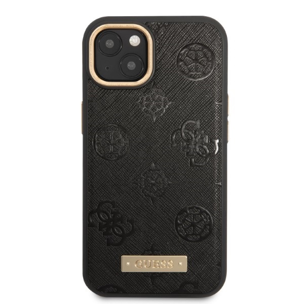 iTok webáruház - Guess Guess GUHMP13MSAPSTK iPhone 13 6,1" fekete keménytok Peony Logo Plate MagSafe 3 Guess GUHMP13MSAPSTK iPhone 13 6.1" black/black hardcase Peony Logo Plate MagSafe
