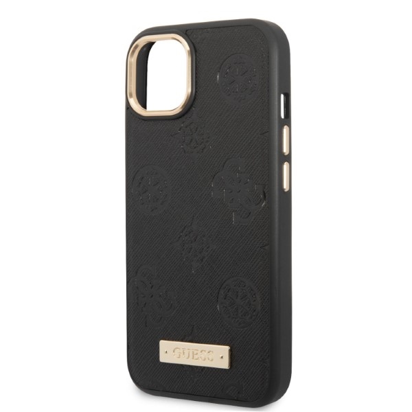 iTok webáruház - Guess Guess GUHMP13MSAPSTK iPhone 13 6,1" fekete keménytok Peony Logo Plate MagSafe 6 Guess GUHMP13MSAPSTK iPhone 13 6.1" black/black hardcase Peony Logo Plate MagSafe