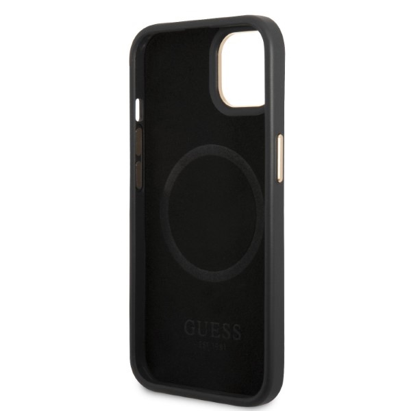 iTok webáruház - Guess Guess GUHMP13MSAPSTK iPhone 13 6,1" fekete keménytok Peony Logo Plate MagSafe 7 Guess GUHMP13MSAPSTK iPhone 13 6.1" black/black hardcase Peony Logo Plate MagSafe