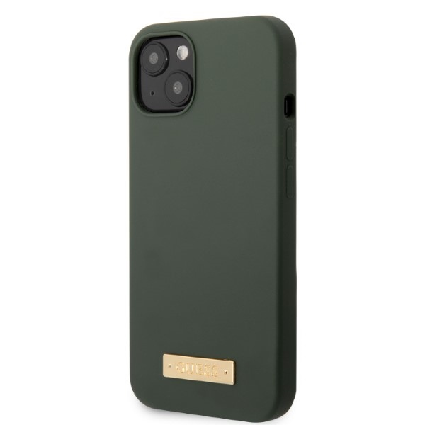 iTok webáruház - Guess Guess GUHMP13MSBPLA iPhone 13 6,1 hüvelykes szilikon tok – zöld 2 Guess GUHMP13MSBPLA iPhone 13 6.1" green/khaki hard case Silicone Logo Plate MagSafe