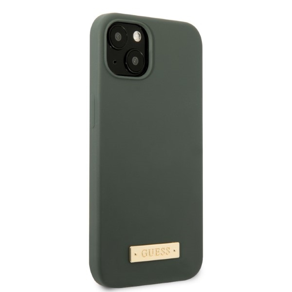iTok webáruház - Guess Guess GUHMP13MSBPLA iPhone 13 6,1 hüvelykes szilikon tok – zöld 4 Guess GUHMP13MSBPLA iPhone 13 6.1" green/khaki hard case Silicone Logo Plate MagSafe