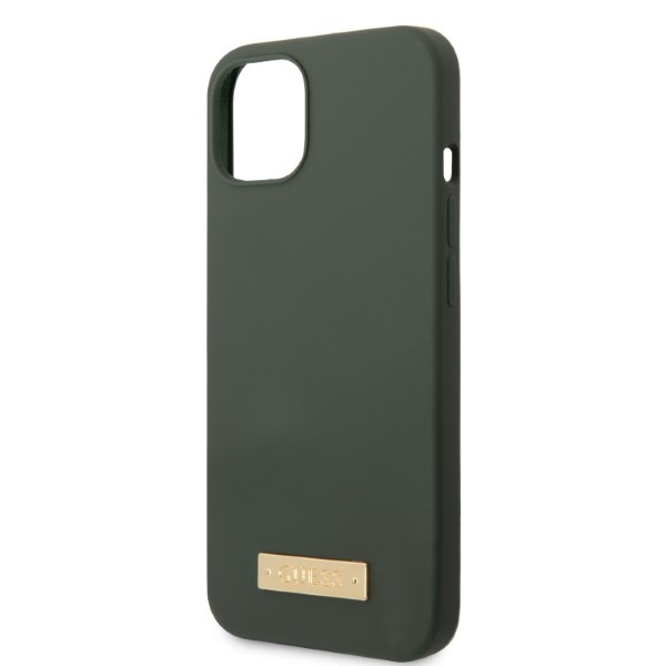 iTok webáruház - Guess Guess GUHMP13MSBPLA iPhone 13 6,1 hüvelykes szilikon tok – zöld 6 Guess GUHMP13MSBPLA iPhone 13 6.1" green/khaki hard case Silicone Logo Plate MagSafe